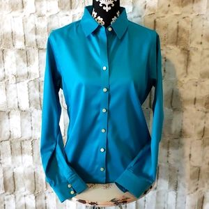 NWOT banana republic singing canary blue fitted dress blouse-